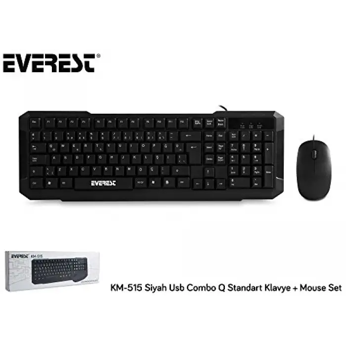 KM-515 Q Multimedya İngilizce Klavye ve Mouse Seti, Siyah