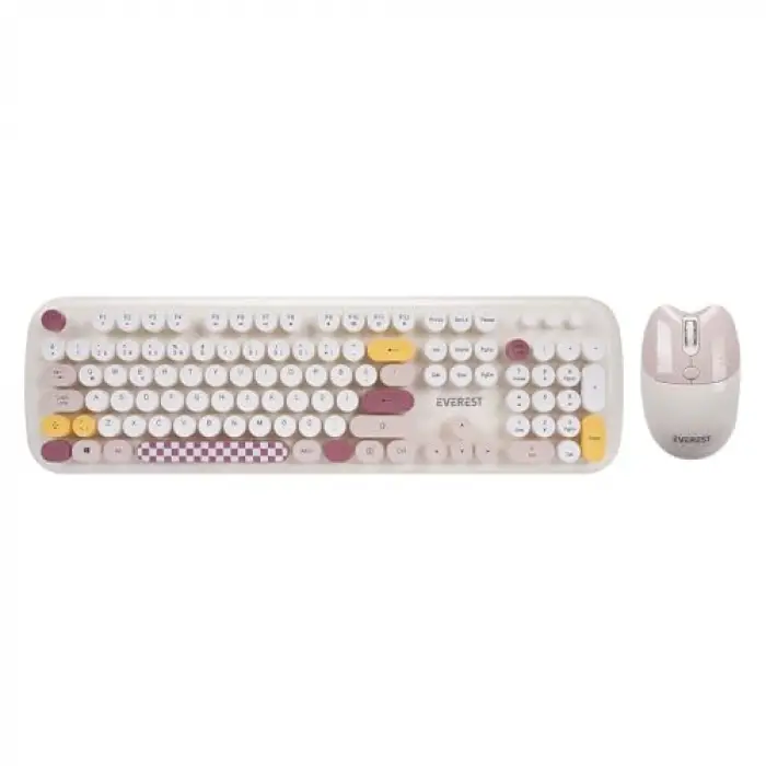 KM-6284 WHISKER Renkli Tuşlu Kablosuz Q Klavye + Mouse Set