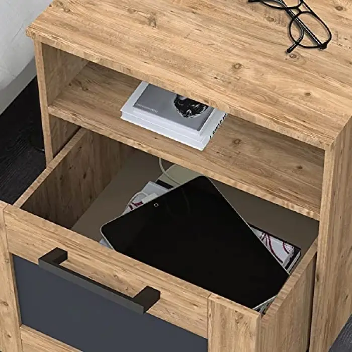 KMD102 Ceviz Tek Çekmeceli Komodin