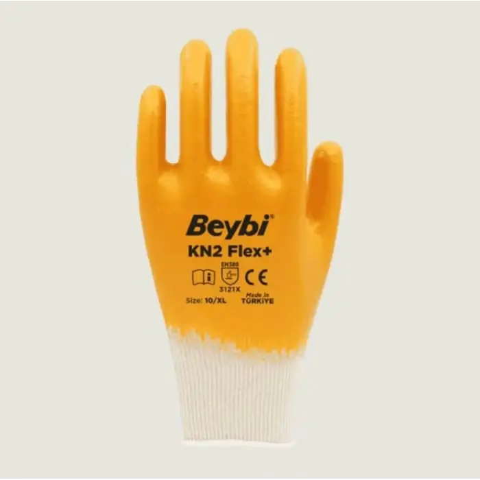 KN2 + Flex Plus Nitril, Sarı Eldiven, 10 No