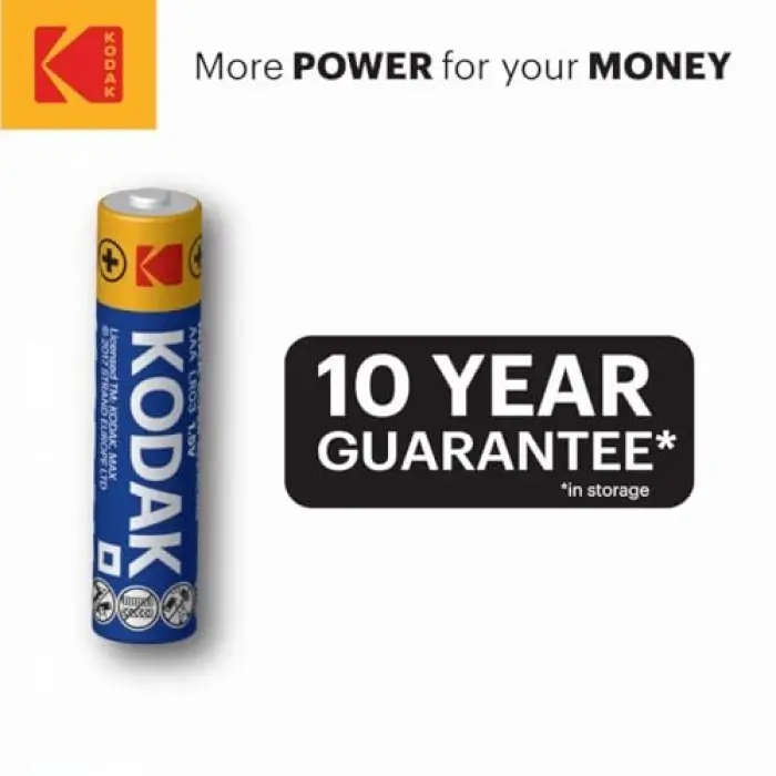 Kodak Max 20 Adet Alkalin İnce Pil-AAA-Shrink