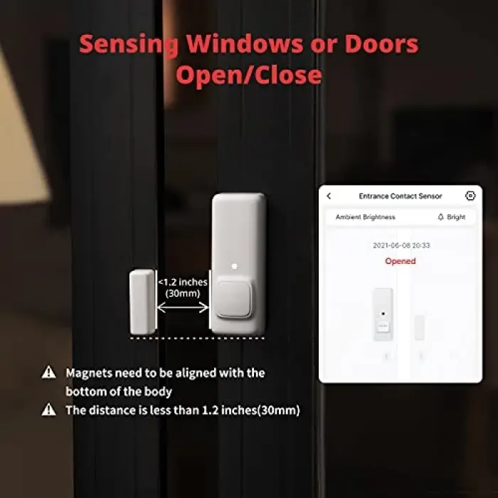 kontak sensörü ve kapı alarmı, kapı ve pencereler için kablosuz akıllı ev güvenlik sensörü, SwitchBob Hub Mini, Alexa ile uyumlu