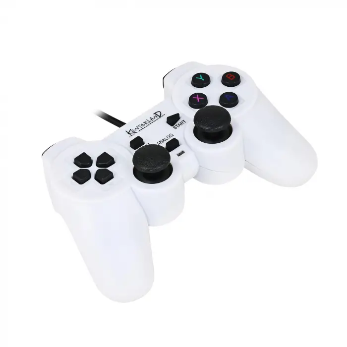 Kontorland Kablolu PC Gamepad – D-Input & X-Input Destekli Çift Titreşimli USB Oyun Kolu (Beyaz)