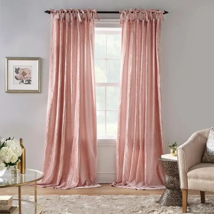 Korena Katlamalı Kadife Perde, Rustik Tarz, 127,8 x 244,9 cm, Allık, 1 Perde