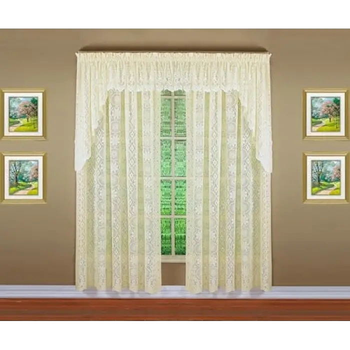Krem Dantel Panel Perde 160 cm, 58 G x 63 U
