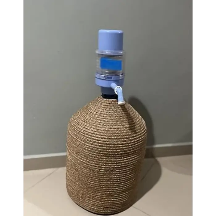 Krem Hasır İp Kaplamalı Su Damacana Kılıfı, Tek Ebat