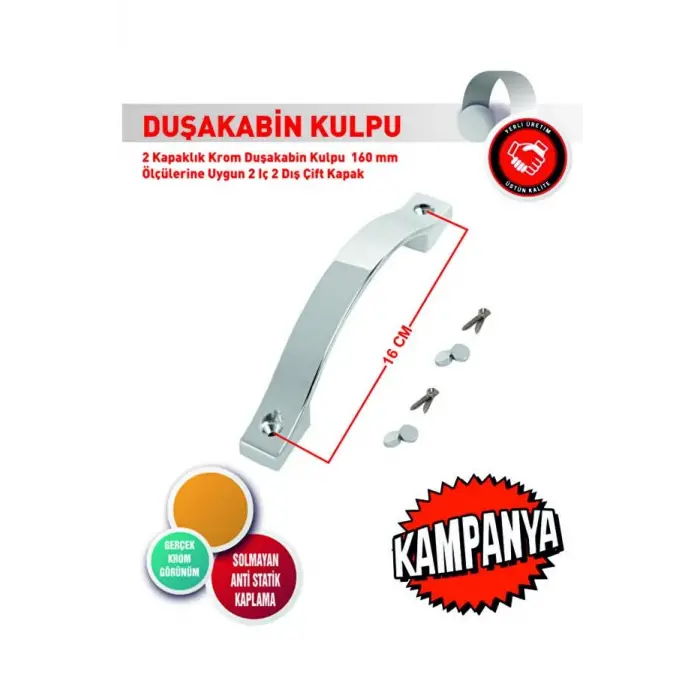 Krom oval ay duşakabin kulpu, 4 adet dörtlü set