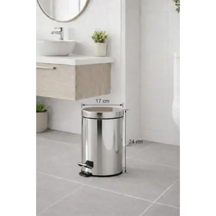 Krom Pedallı Çöp Kovası 3 Lt Eko