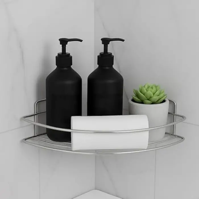 Krom Tek Katlı Duş Şampuanlığı, Paslanmaz Çelik Banyo Köşe Rafı, Vidalı