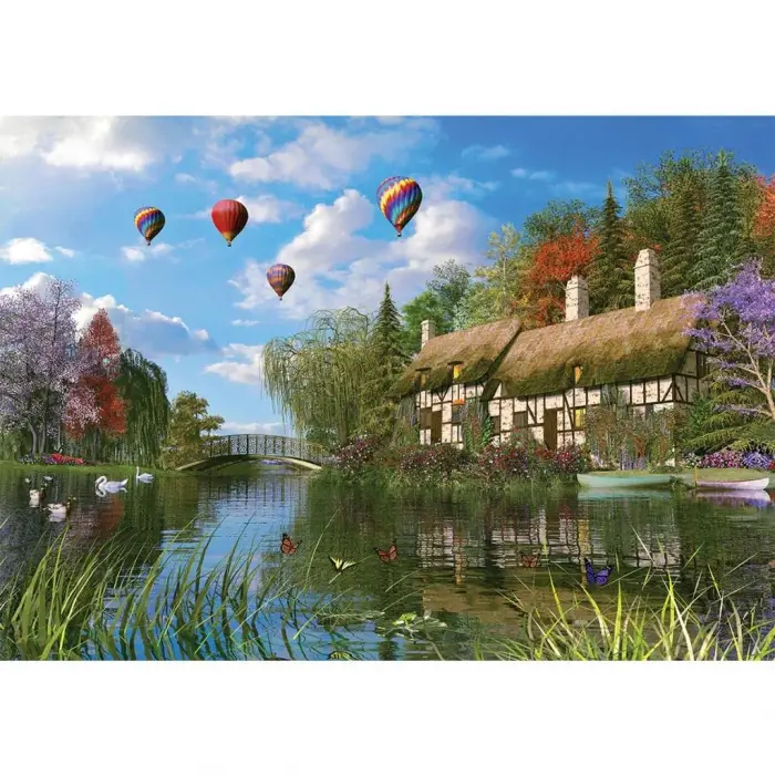 Ks Puzzle 1000 Parça Old River Cottage Renkli 1+