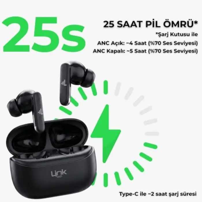 Kulaklık, S160 Anc Kablosuz Bluetooth (Siyah)
