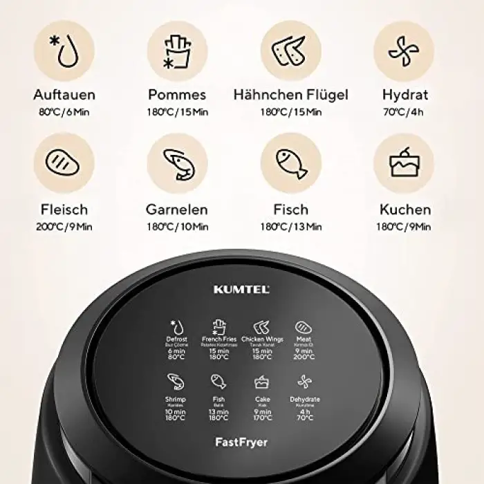 Kumtel Digital Fastfryer HAF-02 - Airfryer, Siyah