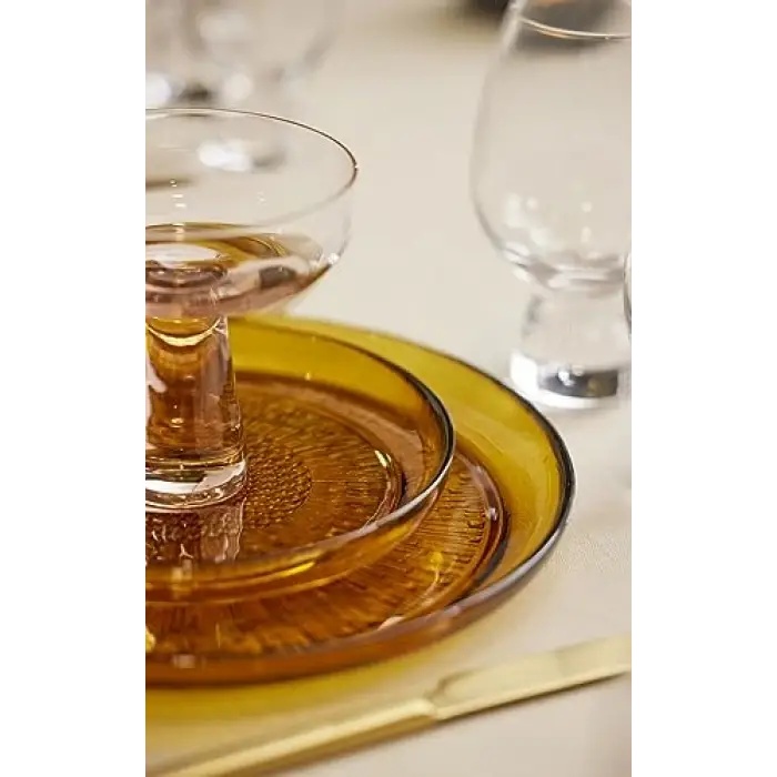 Kusintha Cam Tabak Çap 25 cm Amber