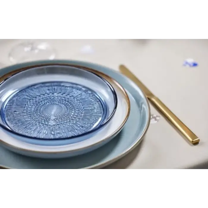 Kusintha Cam Tabak Mavi Çap:18 Cm