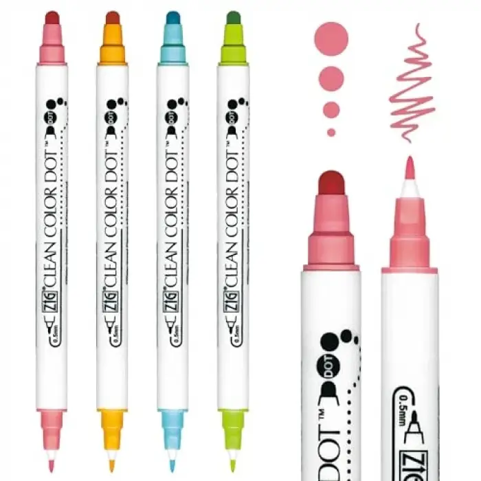 KUTC-6100-4V Zig 4 Clean Colour Dot kalem seti, multi, S, 4 adet