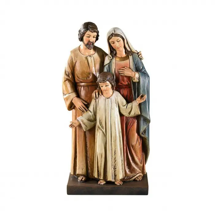 Kutsal Aile temalı reçine heykel, 20 cm