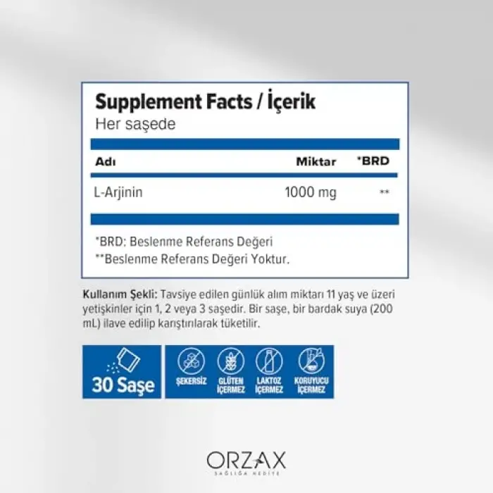 L-Arjinin 1000 mg, 60 saşe