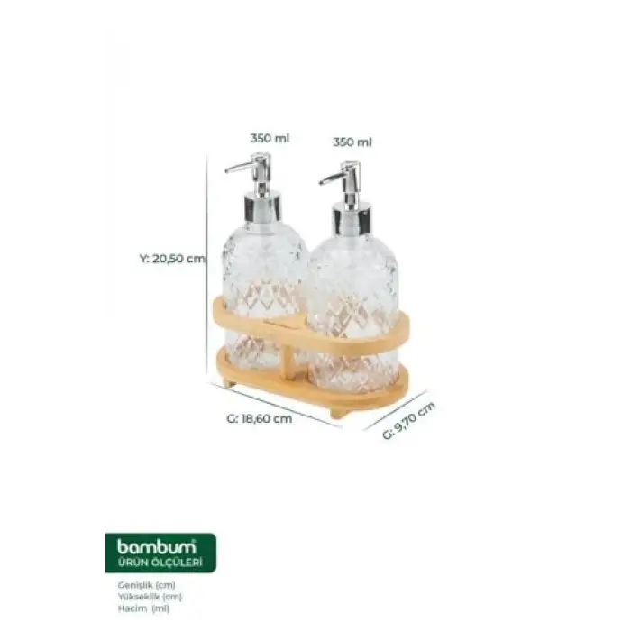 Lanzo - Bambu Standlı 2li Sabunluk Seti
