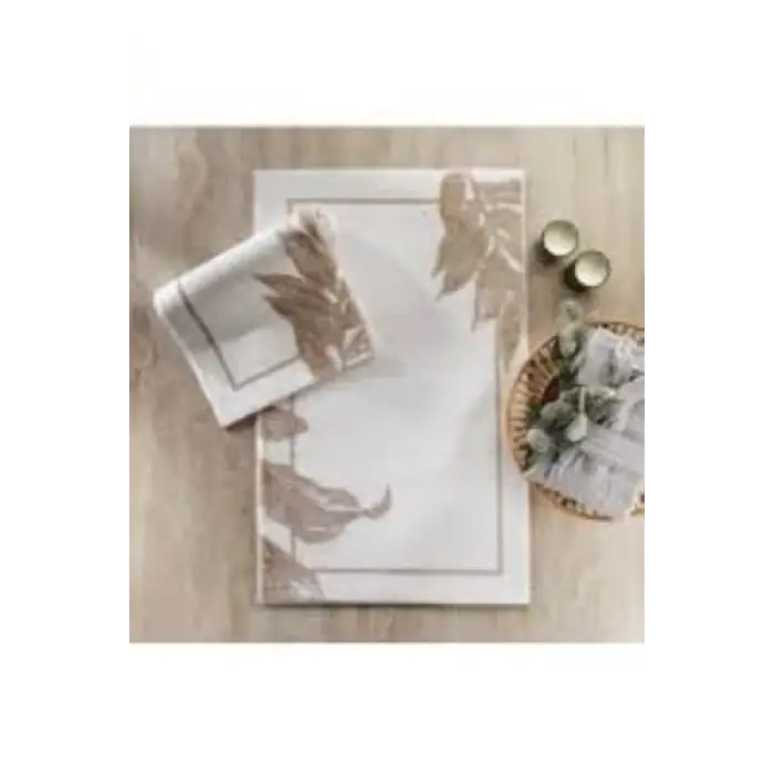 Leafy 2li Pamuk Floş Banyo Paspası-Gri