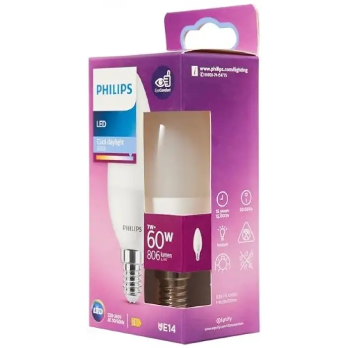 LED 60W B38 E14 Mum Tipi Beyaz Işık Dim Edilmez Ampul