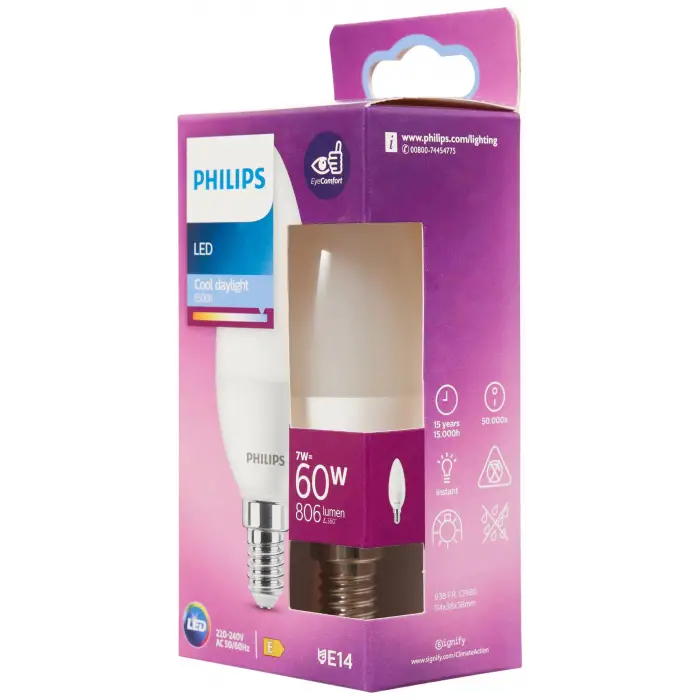 LED 60W B38 E14 Mum Tipi Beyaz Işık Dim Edilmez Ampul