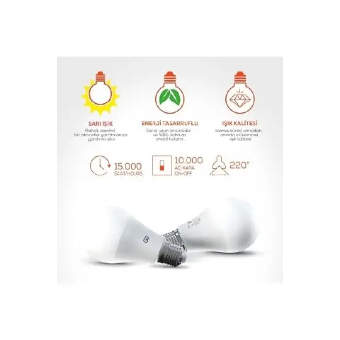 LED Ampul 18W Sarı Işık E27 (3000K 220-240V)