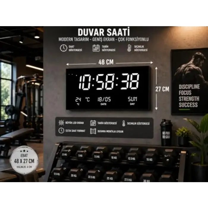 LED EKRAN DUVAR SAATİ 21 İNÇ