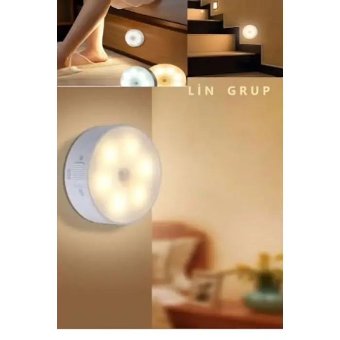 LED Gece Lambası Hareket Sensörlü Şarj Edilebilir Duvara Monte Lamba 2 Adet
