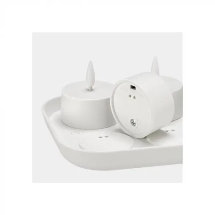 LEDli tealight mum, beyaz, şarj tepsili