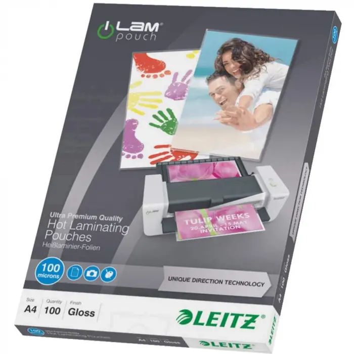 Leitz UDT Laminasyon Poşeti, A4, 100 mikron, 100 adet, Şeffaf