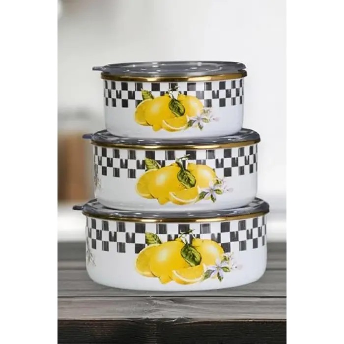 Lemon Emaye Üçlü Saklama Seti