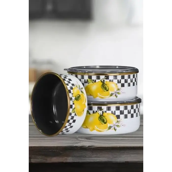 Lemon Emaye Üçlü Saklama Seti