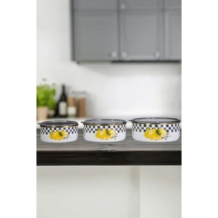 Lemon Emaye Üçlü Saklama Seti