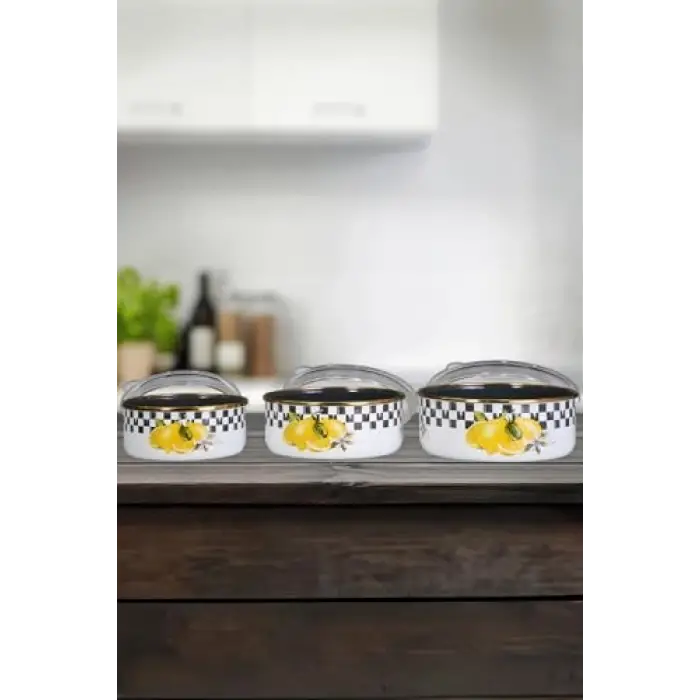 Lemon Emaye Üçlü Saklama Seti