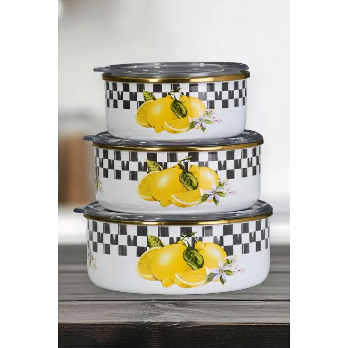Lemon Emaye Üçlü Saklama Seti