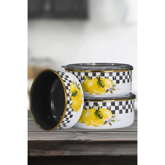 Lemon Emaye Üçlü Saklama Seti