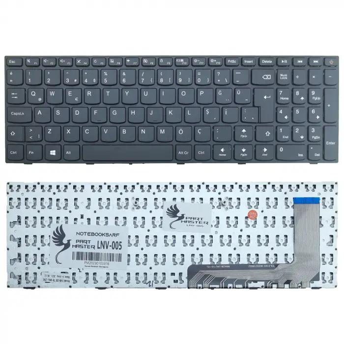 Lenovo V110-17Ikb Type 80V2 İle Uyumlu Klavye, Siyah