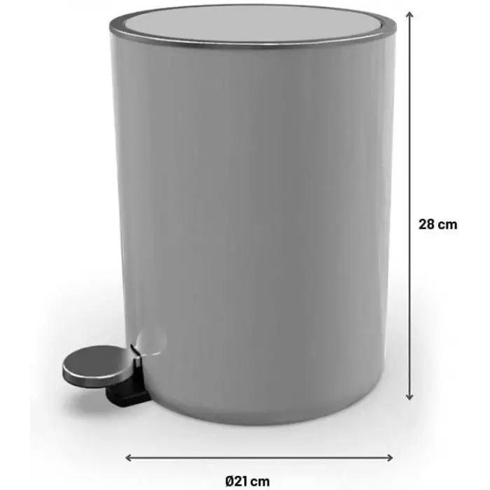 Lenox 5 L Pedallı Çöp Kovası Gri