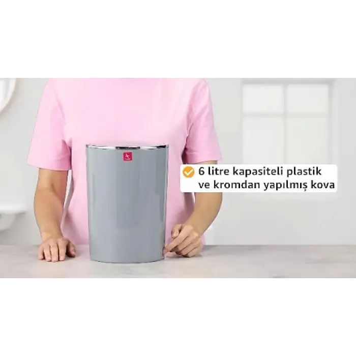 Lenox Çöp Kovası, Gri, 6 lt