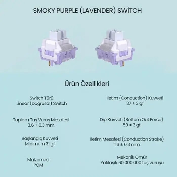 Leobog Lavender Lineer Mekanik Switch 100 Adet