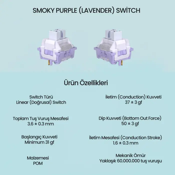Leobog Lavender Lineer Mekanik Switch 100 Adet