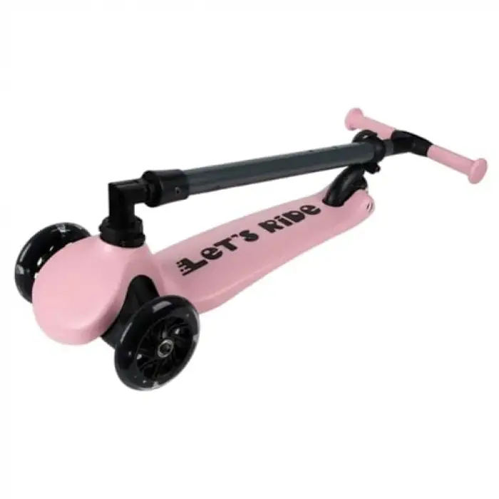 Lets Ride 3 Tekerlekli Katlanabilir Işıklı Scooter Pembe