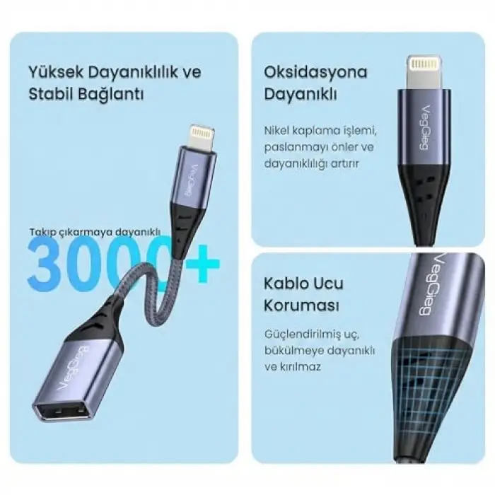 Lightning - USB 2.0 OTG Çevirici Adaptör