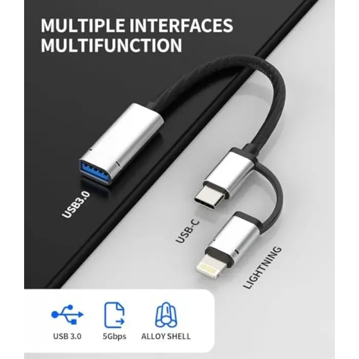 Lightning ve PD Type-C - USB OTG Adaptör HB-14