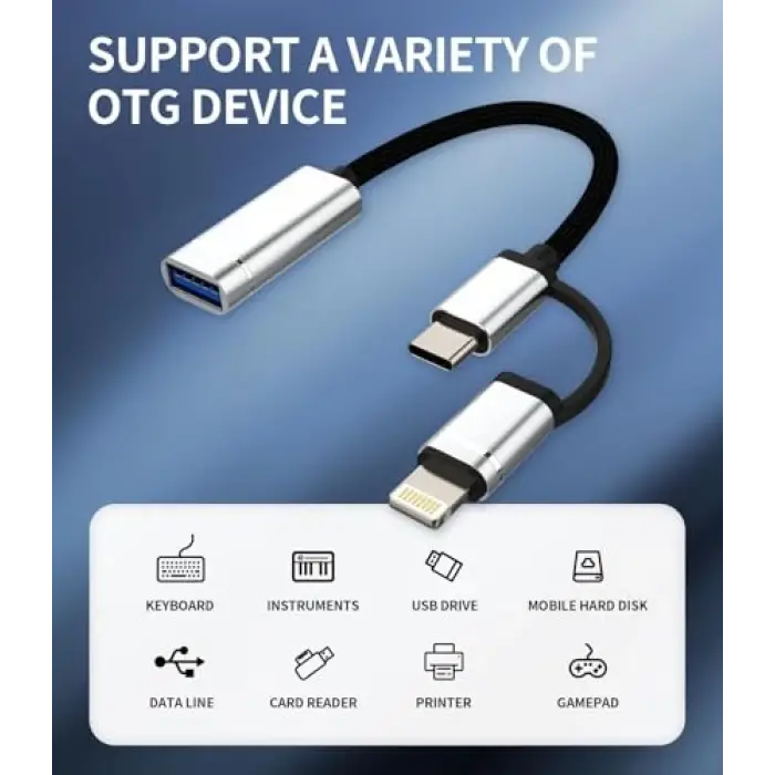 Lightning ve PD Type-C - USB OTG Adaptör HB-14