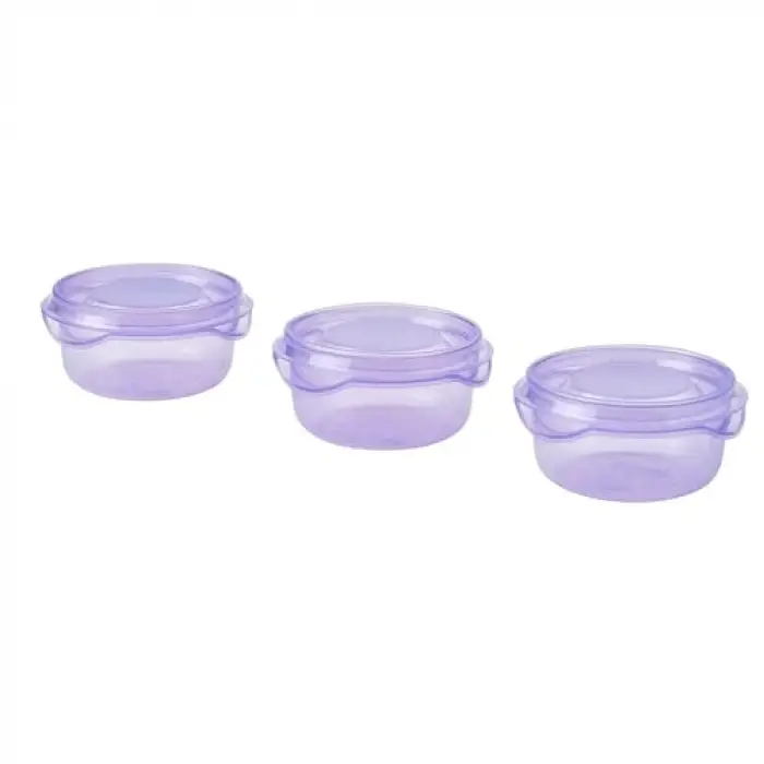 Lila Plastik Saklama Kabı Seti, 70 ml, 3 Parça