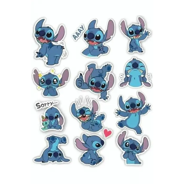 Lilo And Stitch Temalı Laptop Telefon Tablet Sticker Seti