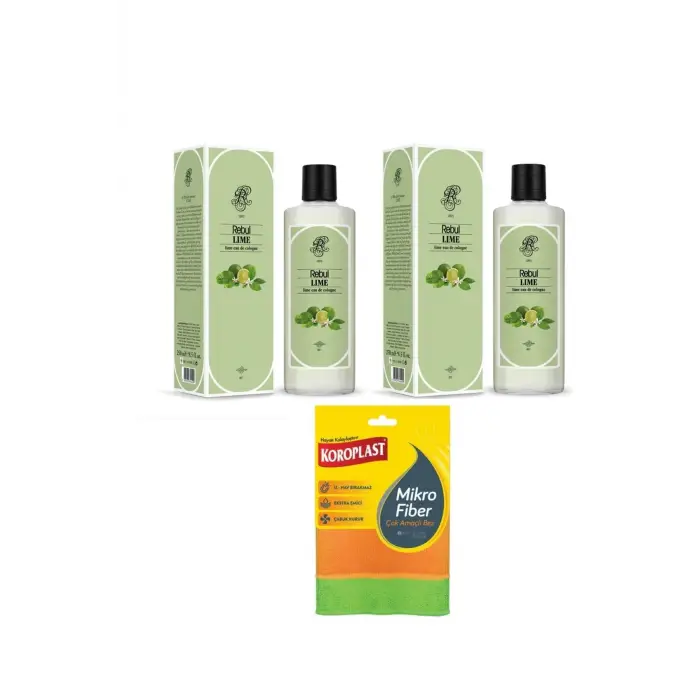 Lime Kolonya, 2 Adet 250 ml, Çok Amaçlı Mikrofiber Bez Hediyeli