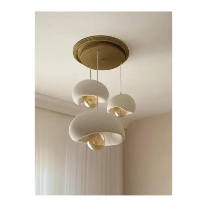 Limon 3D Desing 3 Lü Sarkıt Antrasit Avize Rustik 20-30-40 E27 Modern Avize Bohem Beton Görünüm (AMPUL HEDİYEDİR.!) YVR-B-40-102
