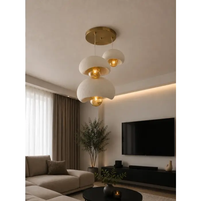 Limon 3D Desing 3 Lü Sarkıt Antrasit Avize Rustik 20-30-40 E27 Modern Avize Bohem Beton Görünüm (AMPUL HEDİYEDİR.!) YVR-B-40-102